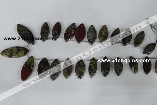 CTD33 Top drilled 10*24mm – 17*40mm marquise dragon blood jasper beads