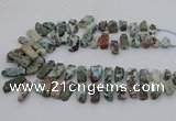 CTD3515 Top drilled 8*15mm - 12*35mm sticks larimar beads