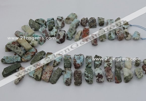 CTD3515 Top drilled 8*15mm - 12*35mm sticks larimar beads