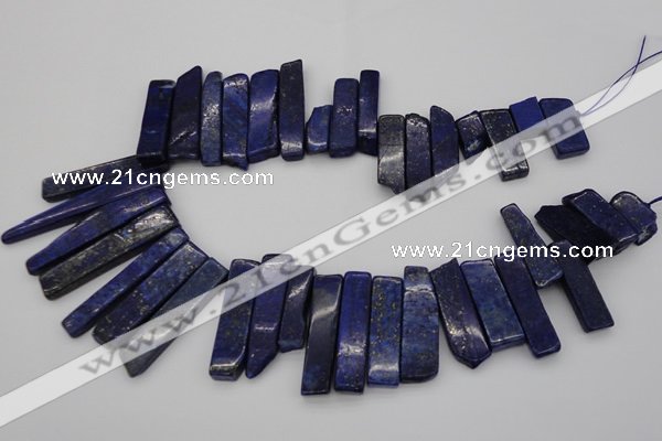 CTD352 Top drilled 10*28mm - 10*50mm wand lapis lazuli beads