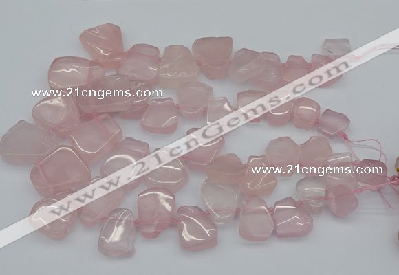 CTD3533 Top drilled 15*20mm - 25*30mm freeform rose quartz beads