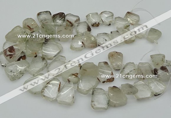 CTD3534 Top drilled 15*20mm - 25*30mm freeform green phantom quartz beads