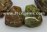 CTD3537 Top drilled 15*20mm - 25*30mm freeform green garnet beads