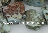 CTD3539 Top drilled 15*20mm - 25*30mm freeform larimar beads