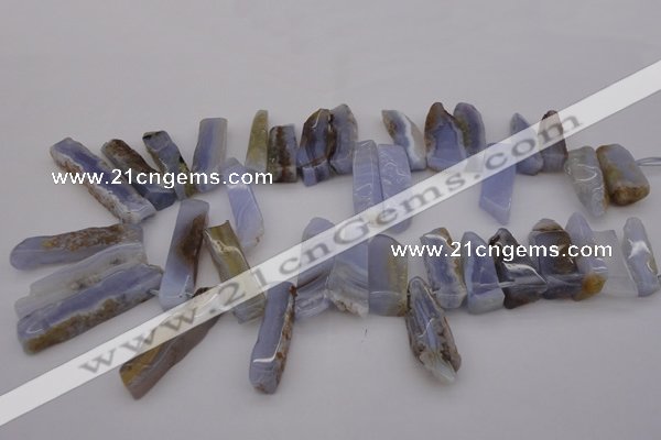 CTD354 Top drilled 10*28mm - 10*50mm wand blue lace agate beads