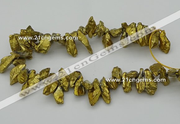 CTD3555 Top drilled 10*20mm - 12*30mm sticks plated quartz beads