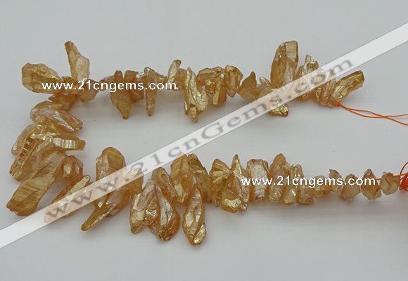 CTD3557 Top drilled 10*20mm - 12*30mm sticks plated quartz beads