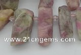 CTD3565 Top drilled 10*20mm - 12*35mm sticks pink tourmaline beads