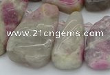 CTD3566 Top drilled 10*20mm - 20*45mm freeform pink tourmaline beads