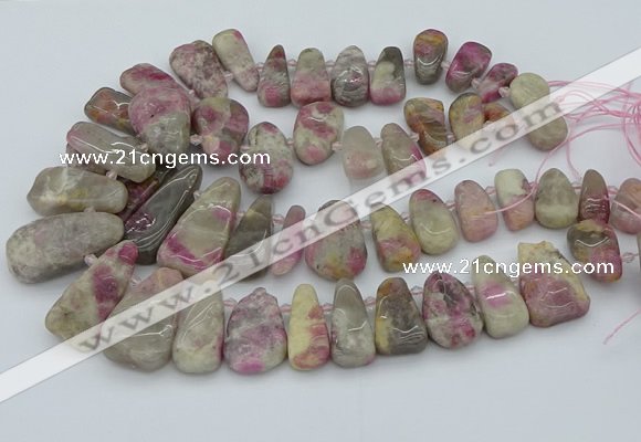 CTD3566 Top drilled 10*20mm - 20*45mm freeform pink tourmaline beads