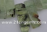 CTD357 Top drilled 10*25mm - 10*50mm wand green rutilated quartz beads