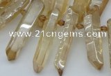 CTD3576 Top drilled 6*20mm - 8*45mm sticks plated white crystal beads