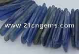 CTD3585 Top drilled 2*15mm - 5*40mm sticks blue kyanite beads