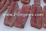 CTD3588 Top drilled 10*20mm - 12*40mm sticks strawberry quartz beads