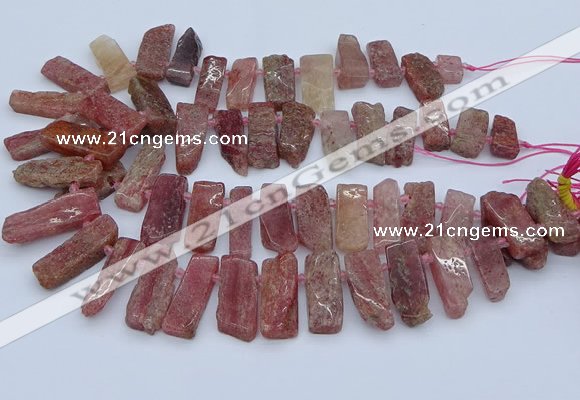 CTD3588 Top drilled 10*20mm - 12*40mm sticks strawberry quartz beads