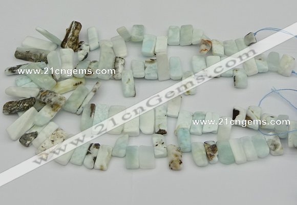 CTD3599 Top drilled 8*15mm - 10*30mm sticks natural larimar beads