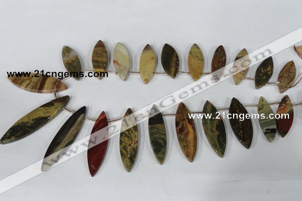 CTD36 Top drilled 10*24mm – 15*50mm marquise brecciated jasper beads