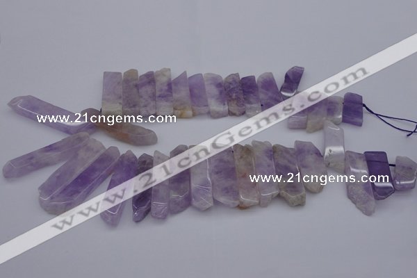 CTD362 Top drilled 10*28mm - 10*50mm wand lavender amethyst beads