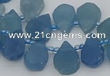 CTD3629 Top drilled 12*15mm - 15*18mm flat teardrop aquamarine beads