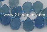 CTD3629 Top drilled 12*15mm - 15*18mm flat teardrop aquamarine beads