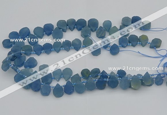 CTD3629 Top drilled 12*15mm - 15*18mm flat teardrop aquamarine beads