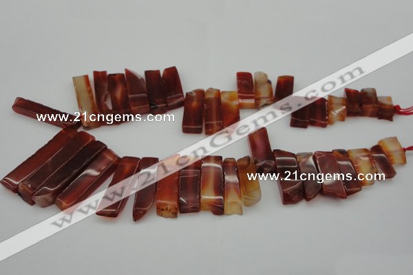 CTD363 Top drilled 10*28mm - 10*55mm wand red agate beads