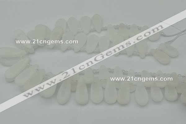 CTD3645 Top drilled 10*20mm - 15*45mm freeform matte white crystal beads