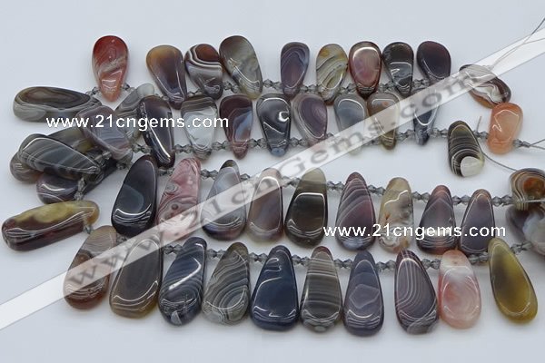 CTD3647 Top drilled 10*20mm - 15*45mm freeform matte botswana agate beads