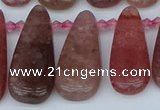 CTD3650 Top drilled 10*20mm - 15*45mm freeform strawberry quartz beads