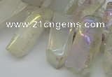 CTD3656 Top drilled 8*15mm - 11*30mm sticks plated white crystal beads