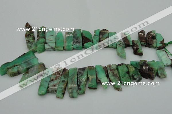 CTD368 Top drilled 10*25mm - 10*45mm wand Australia chrysoprase beads