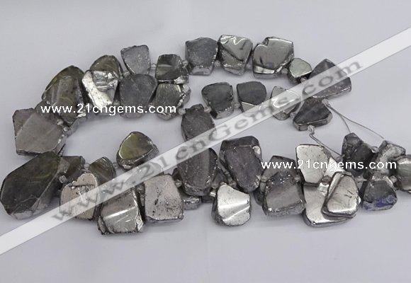 CTD3683 Top drilled 15*20mm - 25*30mm freeform plated white crystal beads