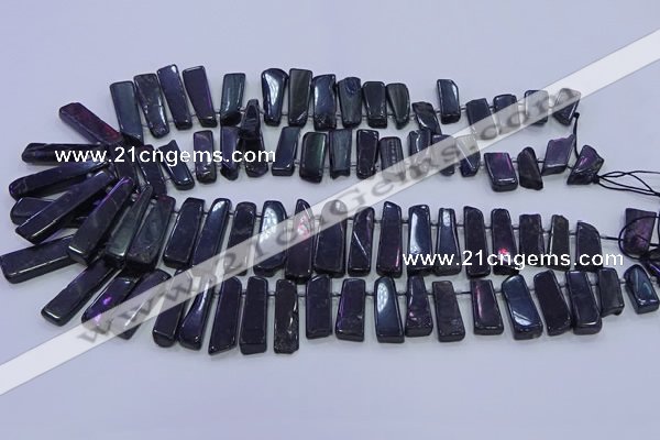 CTD3692 Top drilled 8*18mm - 10*40mm sticks black tourmaline beads