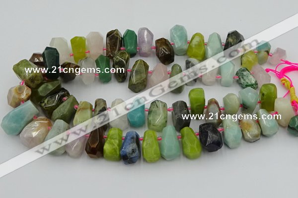 CTD3700 Top drilled 10*15mm - 15*25mm faceted nuggets mixed gemstone beads