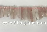 CTD3721 Top drilled 8*20mm - 10*50mm sticks rose quartz beads