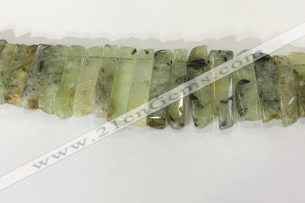 CTD3725 Top drilled 8*20mm - 10*50mm sticks green rutilated quartz  beads