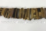 CTD3738 Top drilled 8*20mm - 10*50mm sticks yellow tiger eye beads