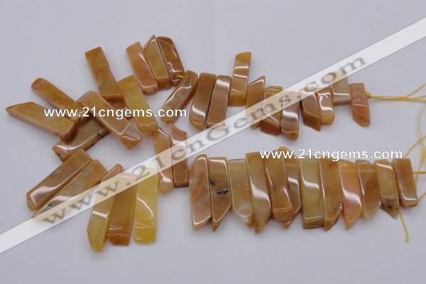 CTD374 Top drilled 10*20mm - 12*50mm wand yellow jade beads