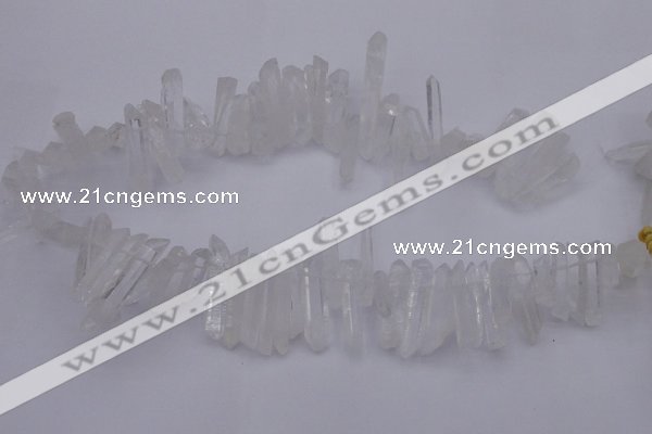 CTD375 Top drilled 6*25mm - 8*35mm sticks white crystal beads