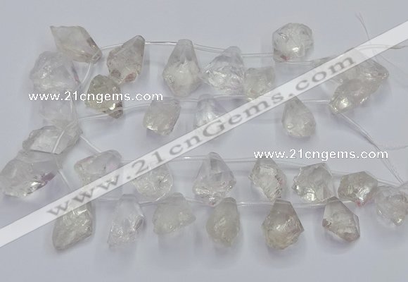 CTD3750 Top drilled 15*20mm - 25*30mm faceted nuggets white crystal beads