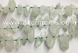 CTD3753 Top drilled 6*12mm - 13*18mm nuggets green quartz beads