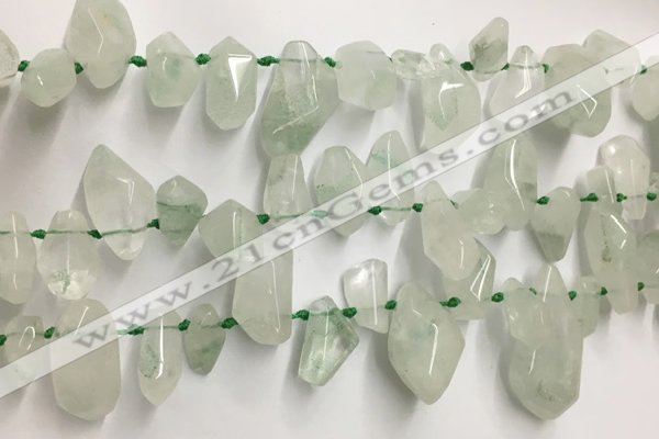 CTD3753 Top drilled 6*12mm - 13*18mm nuggets green quartz beads