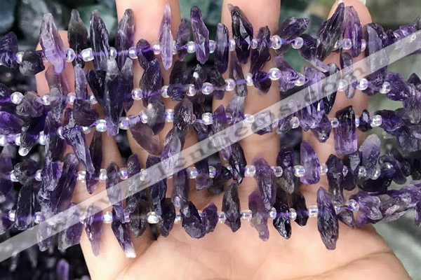 CTD3755 15.5 inches 4*6mm - 6*20mm sticks amethyst gemstone beads