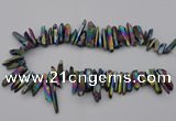 CTD382 Top drilled 5*20mm - 8*35mm sticks plated quartz beads