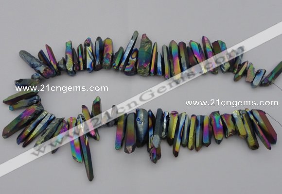 CTD382 Top drilled 5*20mm - 8*35mm sticks plated quartz beads