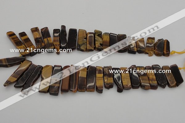 CTD384 Top drilled 10*20mm - 12*50mm wand yellow tiger eye beads