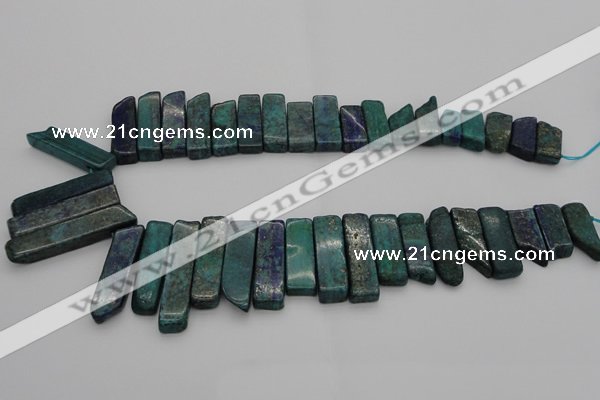 CTD385 Top drilled 10*20mm - 12*50mm wand chrysocolla beads