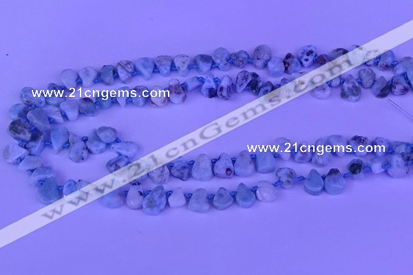 CTD3859 Top drilled 6*8mm - 10*12mm freeform larimar beads