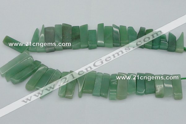 CTD386 Top drilled 10*20mm - 12*50mm wand green aventurine beads