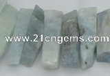 CTD394 Top drilled 8*18mm - 10*50mm wand aquamarine beads